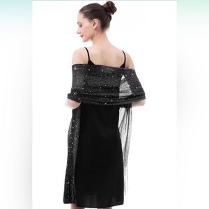 Sparkling Metallic Chiffon Shawls and Wraps for Evening Party  Elegant